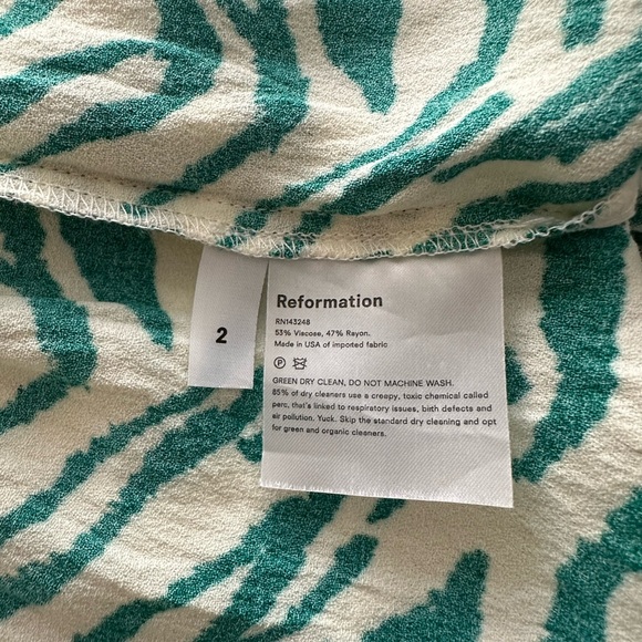 Reformation Green Zebra Dress Size 2 - Picture 6 of 7